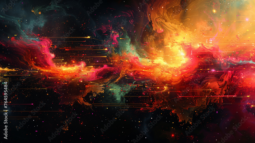 Fototapeta premium A colorful galaxy with a red streak