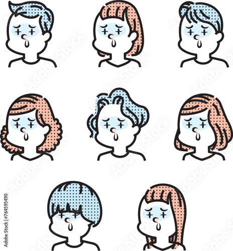 風邪をひいた人のイラスト