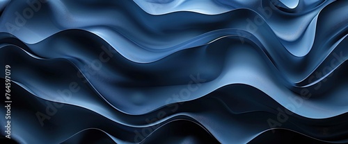 Blue Wavy Shapes On A Black Background, HD, Background Wallpaper, Desktop Wallpaper