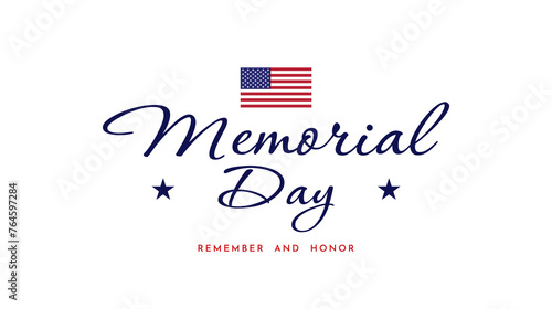 Memorial Day text lettering. Hand drawn text design for memorial day in USA. Vector illustration