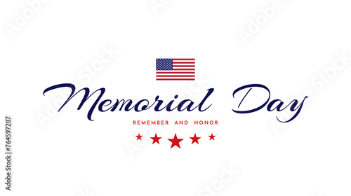 Memorial Day text lettering, remember and honor. Memorial day lettering typography design. Vector illustration