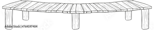 Black and white vector of a curved bench