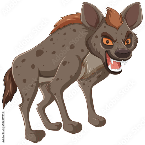 Angry spotted hyena illustrated in cartoon style.