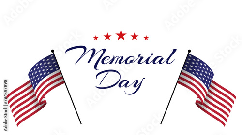 Memorial Day text lettering. Hand drawn text design for memorial day in USA. Vector illustration