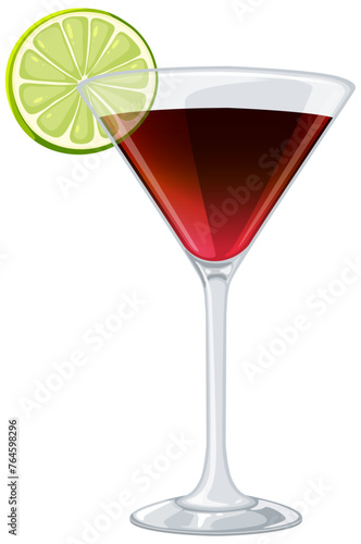 Vector illustration of a stylish cosmopolitan drink