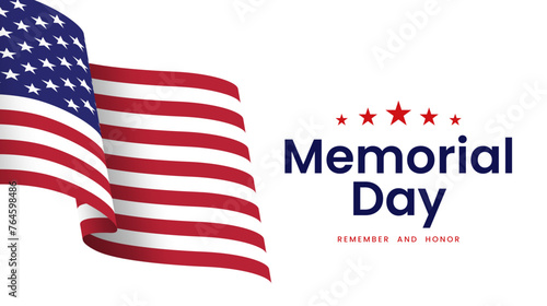 Memorial Day background design. Remember and honor with the USA flag. Vector illustration