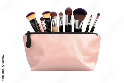 The Pink Canvas: A Bouquet of Makeup Brushes. On White or PNG Transparent Background..