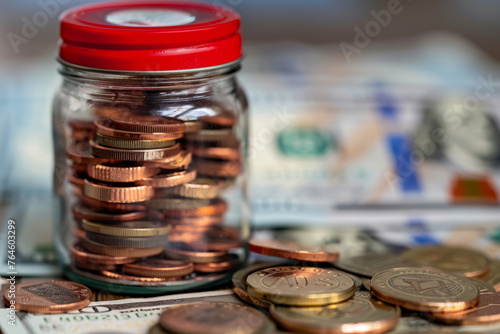 A money jar illustrating emergency funds