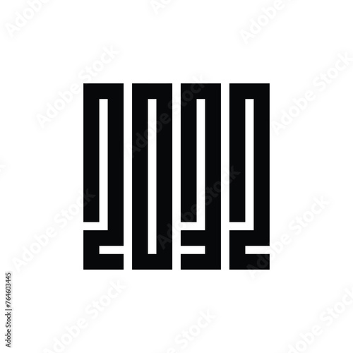 Happy new year 2032 logo text vector illustration  black on white background
