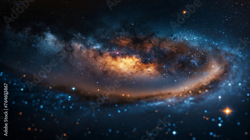 World image in galaxy. Milky way galaxy with stars and space dust in the universe, Long exposure photograph, with grain.