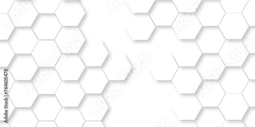 	
Abstract 3d background with hexagons pattern with hexagonal white and gray technology line paper background. Hexagonal vector grid tile and mosaic structure mess cell. white and gray hexagon. photo