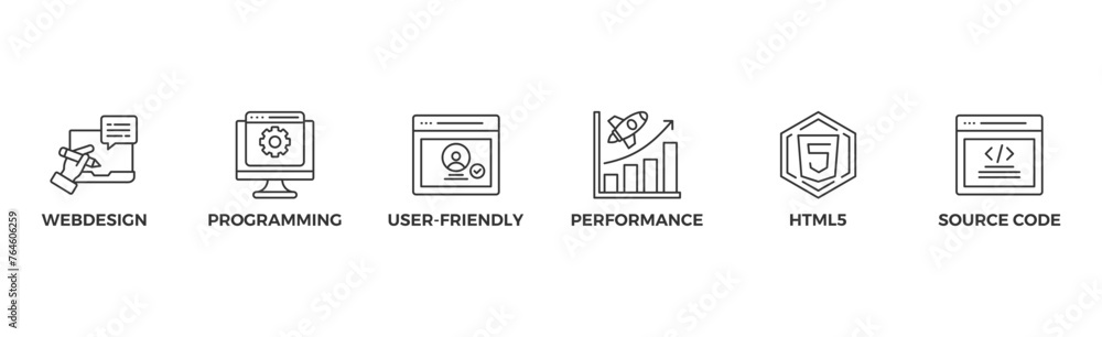 Mobile first banner web icon vector illustration concept for responsive web design with icon of web design, programming, user-friendly, performance, html5 and source code Mobile first banner web icon vector illustration concept for responsive web design with icon of web design, programming, user-friendly, performance, html5 and source code