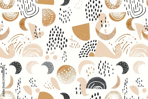 Kids boho seamless pattern. Pastel colors, gender neutral. Applicable for fabric print, textile, wrapping paper, wallpaper. Cute baby texture, repeatable, bohemian style. Nordic design.