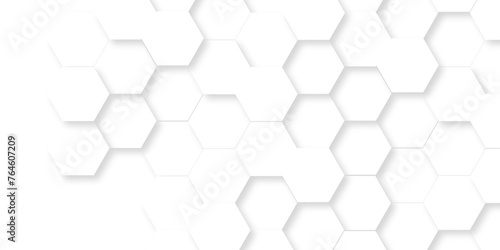 Hexagonal vector grid tile and mosaic structure mess cell. white and gray hexagon texture. Abstract 3d background with hexagons pattern with hexagonal white and gray technology line paper background.