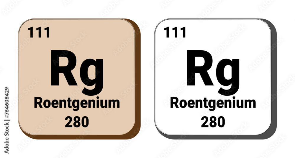 Rg, Roentgenium element vector icon, periodic table element. Vector illustration EPS 10 File. Isolated on white background. Rg, Roentgenium element vector icon, periodic table element. Vector illustration EPS 10 File. Isolated on white background.