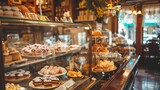 Inside a traditional bakery, a display case overflows with an assortment of exquisite pastries, each promising a sweet, delectable bite.