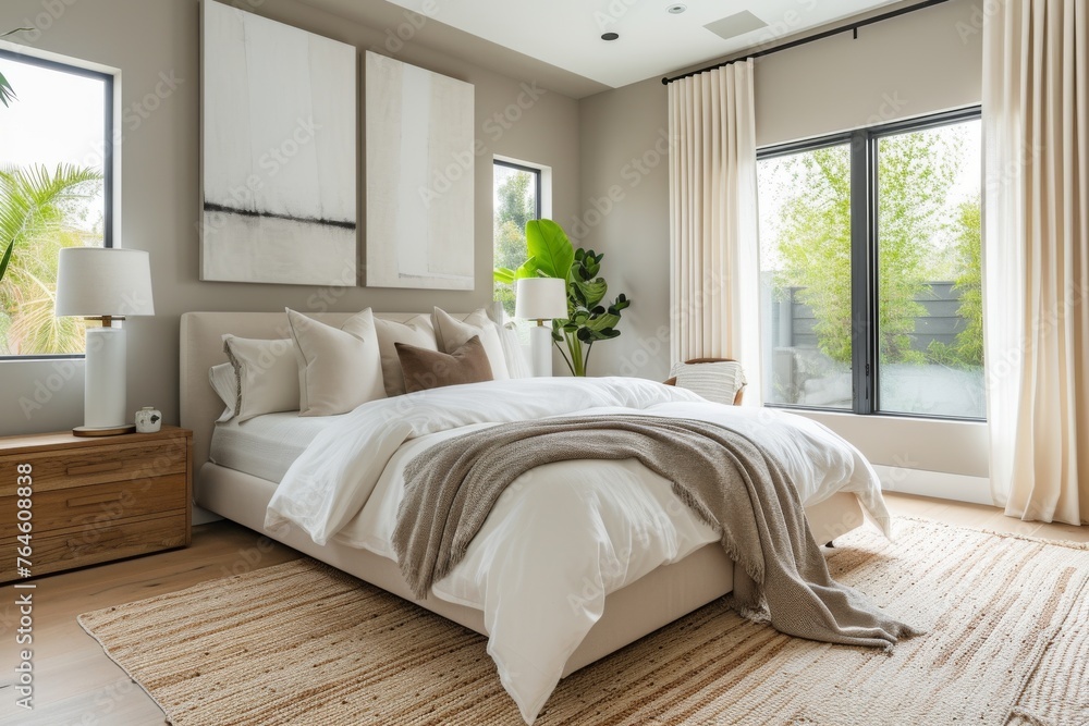 Fototapeta premium A modern minimalist bedroom retreat