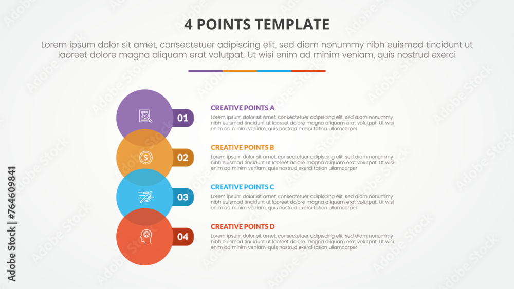 4 points stage list template infographic concept for slide presentation ...