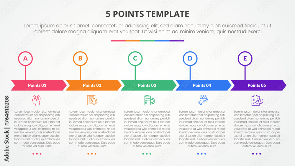 Vetor de 5 points stage template infographic concept for slide ...