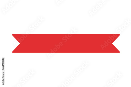 red ribbon banner simple flat style vector illustration isolated on white and transparent background. minimalism and blank for text. straight photo