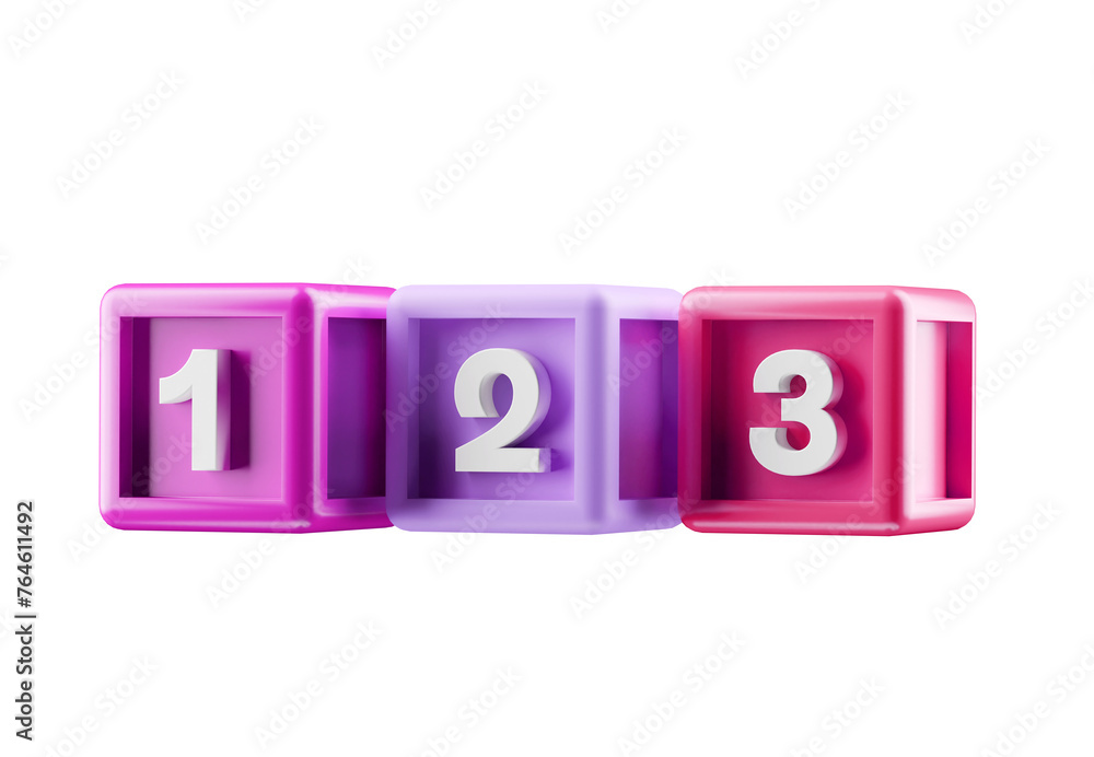 number 123 3d building blocks colourful cube for learning, on transparent background number 123 3d building blocks colourful cube for learning, on transparent background