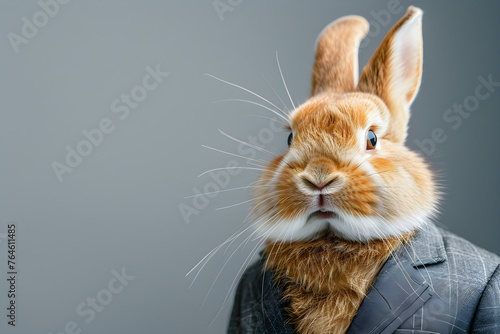 Easter bunny wearing a business suit for a festive and formal celebration photo