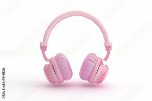 Pink wireless headphones on a white background with ample space for text, perfect for technology and music-related advertising with a modern and minimalist design
