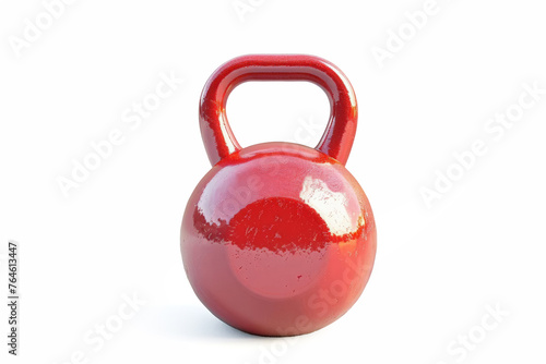 Red kettlebell isolated on white background with space for text, ideal for fitness and strength training concepts