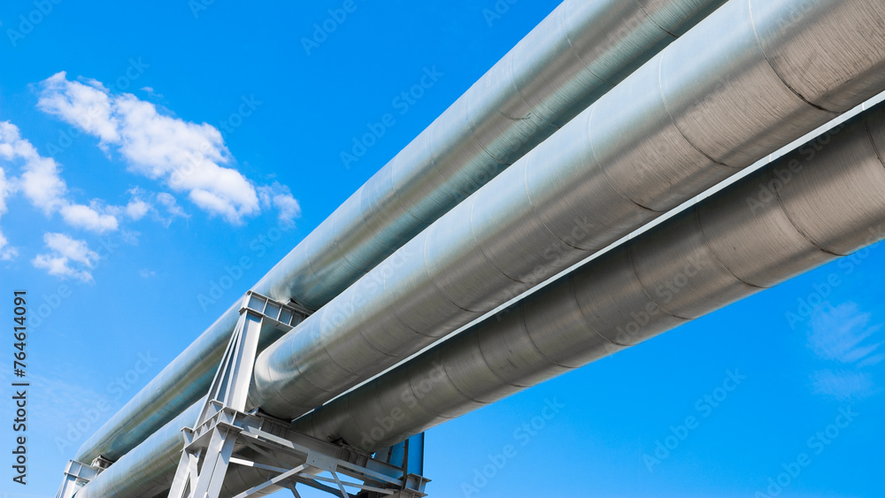 pipeline against a blue sky background view from below pipeline against a blue sky background view from below