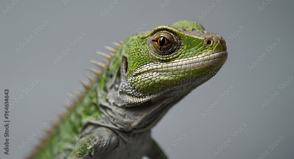 Portrait of an iguana lying on a tree branch in a zoo with eyes closed front view with high angle  geneative ai 