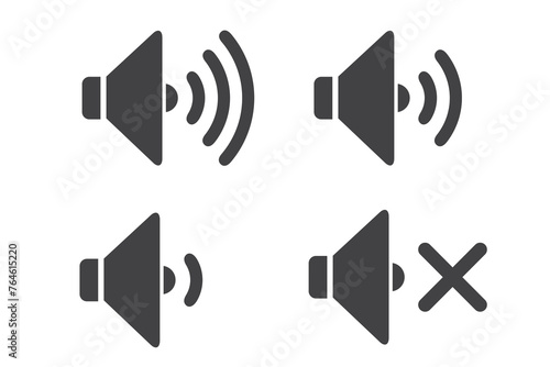 A set of sound icons with different signal levels in a flat style. Vector.