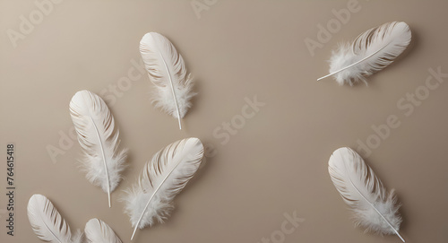 Vector white feathers collection, set of different falling fluffy twirled feathers, isolated on transparent background. Realistic style, vector 3d illustra geneative ai © sajid