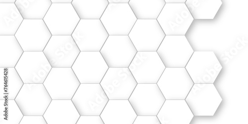 Abstract 3d background with hexagons pattern with hexagonal white and gray technology line paper background. Hexagonal vector grid tile and mosaic structure mess cell. white and gray hexagon.