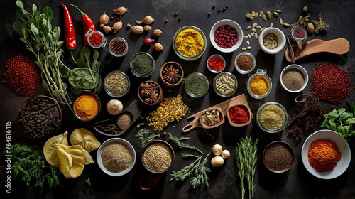 Overhead view of ingredients on table © nahij