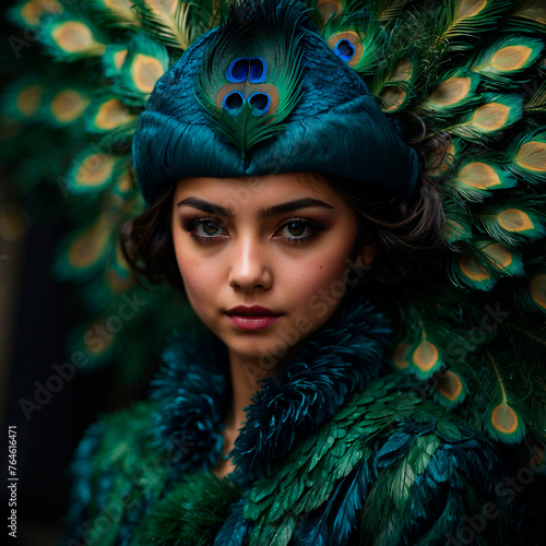 portrait of a woman with feathers