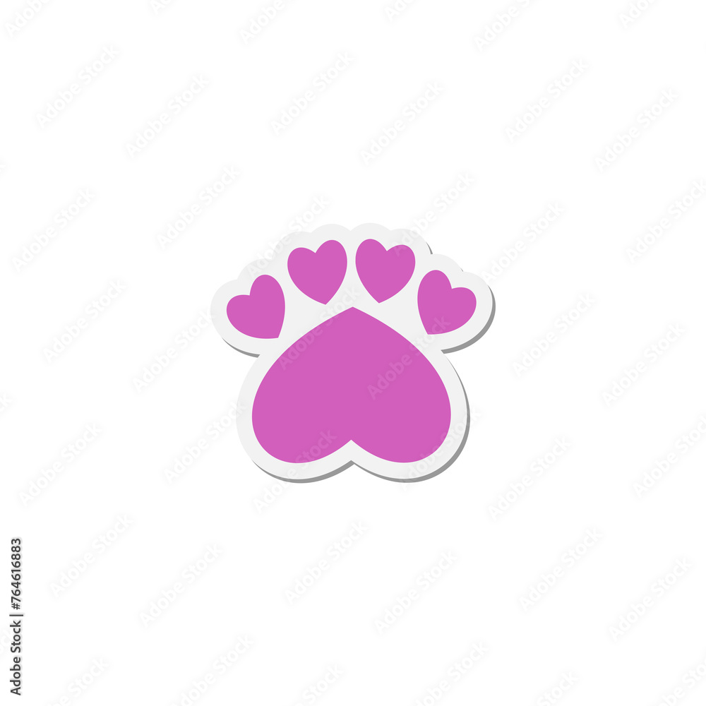 Obraz premium Paw print heart icon isolated on transparent background