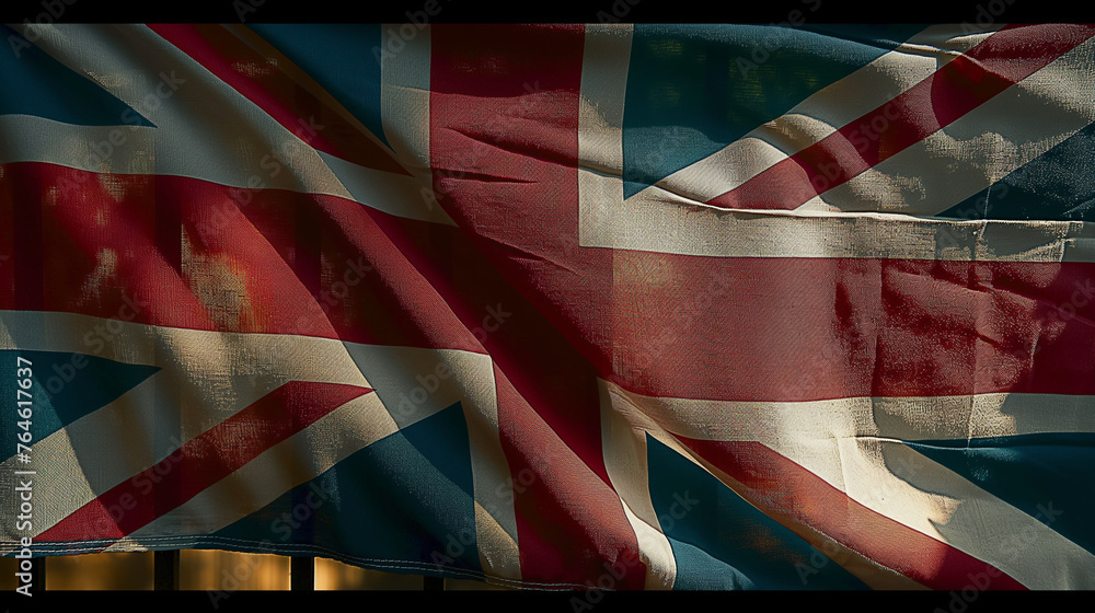 Obraz premium Large British Flag Flying in the Wind