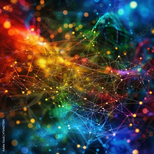 Abstract technology background. Big data visualization. Network connection structure. 