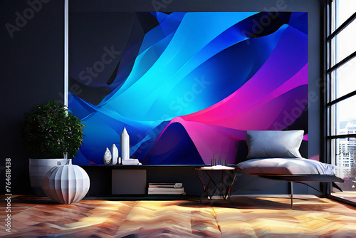 modern living room with amazing lighting  photo