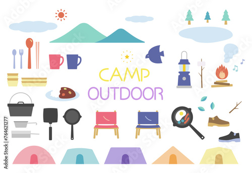 シンプルなアウトドアのイラストセット01