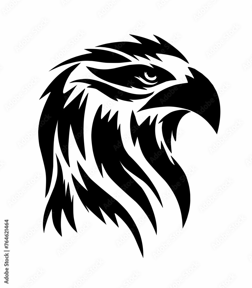 Illustration vector graphics of tribal art design of a black eagle head for tattoo Illustration vector graphics of tribal art design of a black eagle head for tattoo