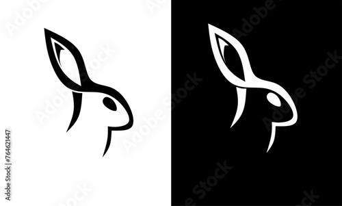 Illustration vector graphics of simple rabbit head logo design template