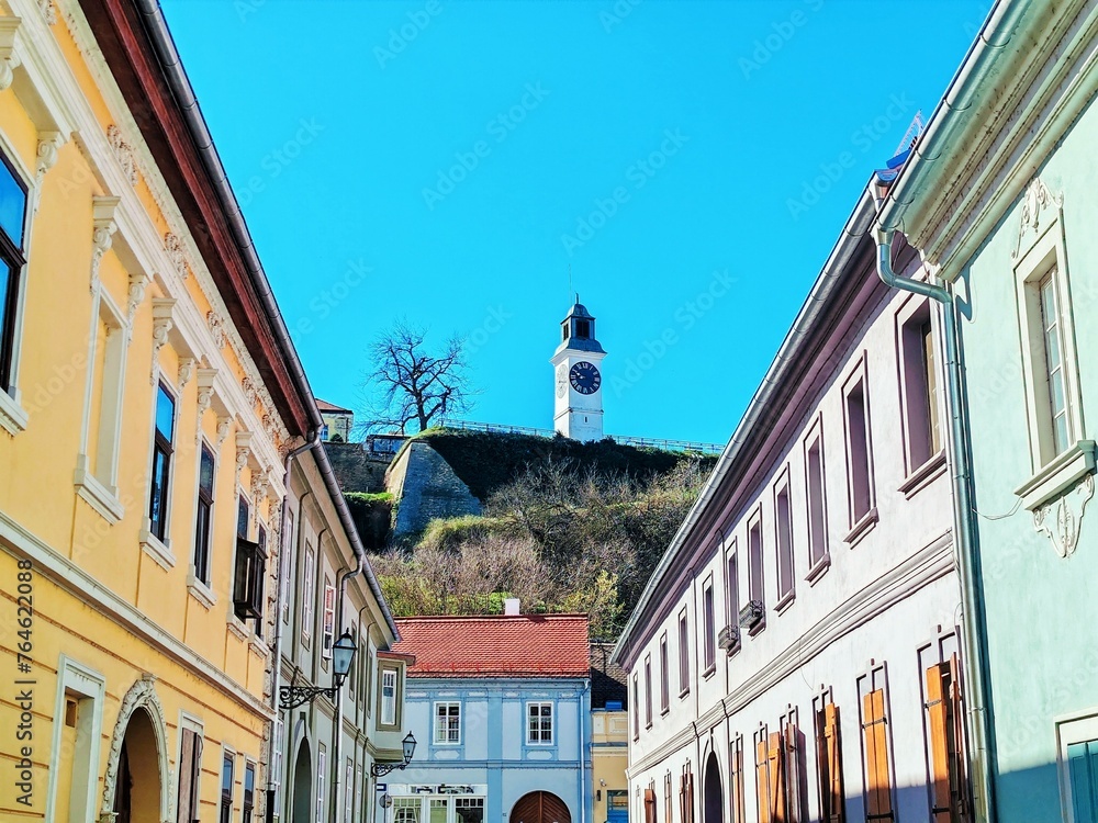 Naklejka premium Petrovaradin with fort clock, Novi Sad, Serbia