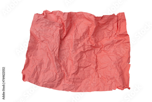 pink crumpled paper isolated on transparent background 
