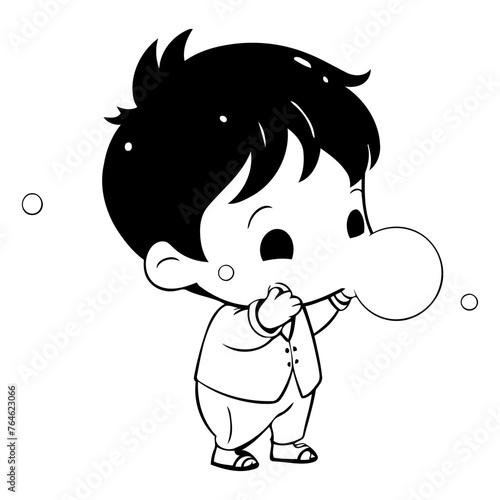 Illustration of a Kid Boy Playing with a Soap Bubbles