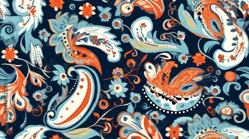 seamless pattern with Coral Reef Lagoon Burst ikat