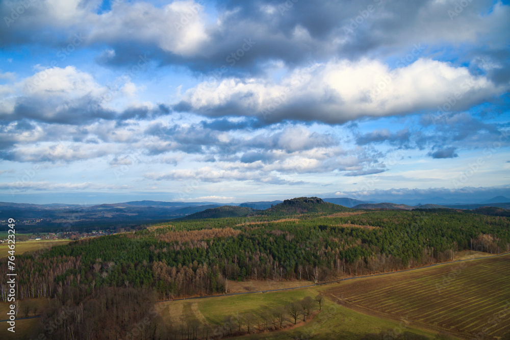 View from the Pfaffenstein. Forests, mountains, fields, vastness, panorama. View from the Pfaffenstein. Forests, mountains, fields, vastness, panorama.
