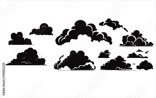 Vector of a set of cloud silhouettes isolated on white background © Wirestock