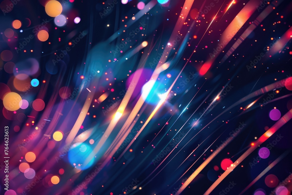 Dynamic fiber optic cables with glowing lights symbolize high-speed data transfer and the connectivity of modern digital communication - AI generated - obrazy, fototapety, plakaty 