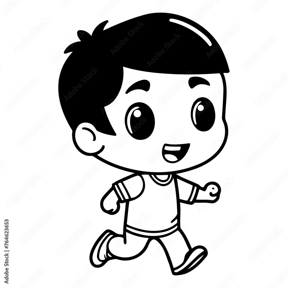 Running - Cute Cartoon Boy Vector Illustrationï»¿
